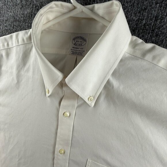 Brooks Brothers 16.5 33 Regent Fit Non Iron Stretch White Long Sleeve Button Up - Picture 5 of 16